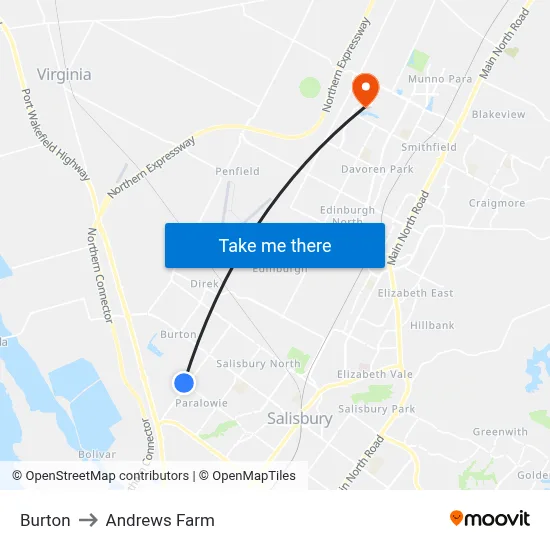 Burton to Andrews Farm map