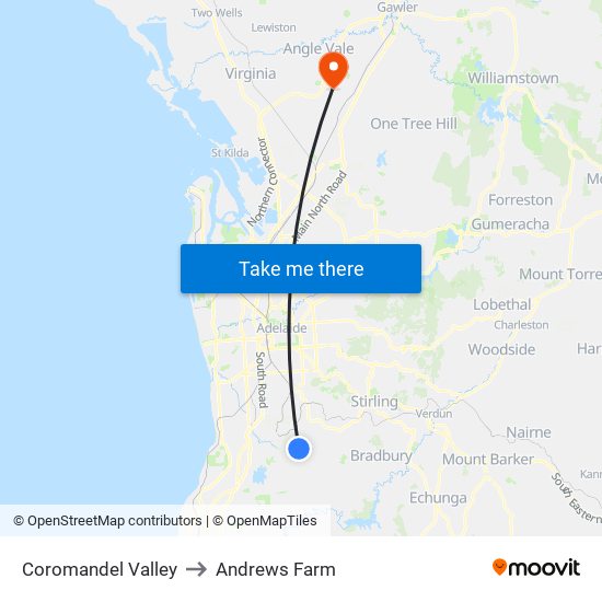 Coromandel Valley to Andrews Farm map