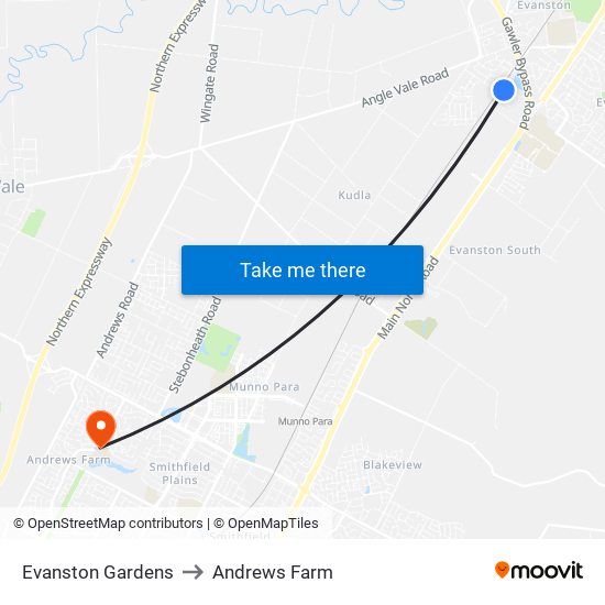 Evanston Gardens to Andrews Farm map