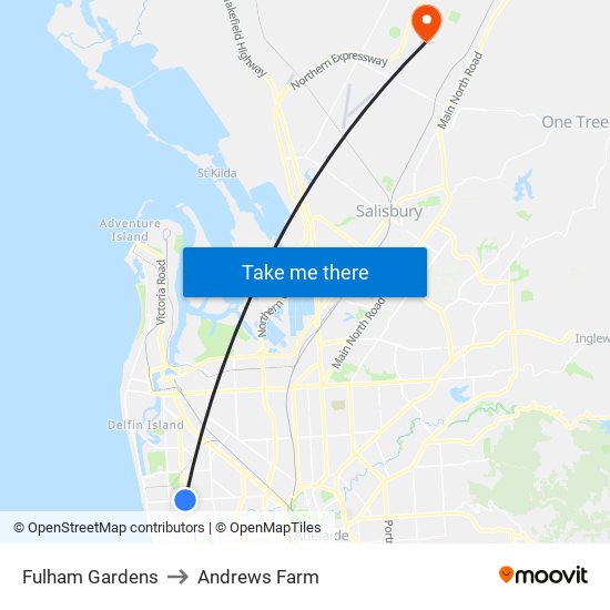 Fulham Gardens to Andrews Farm map