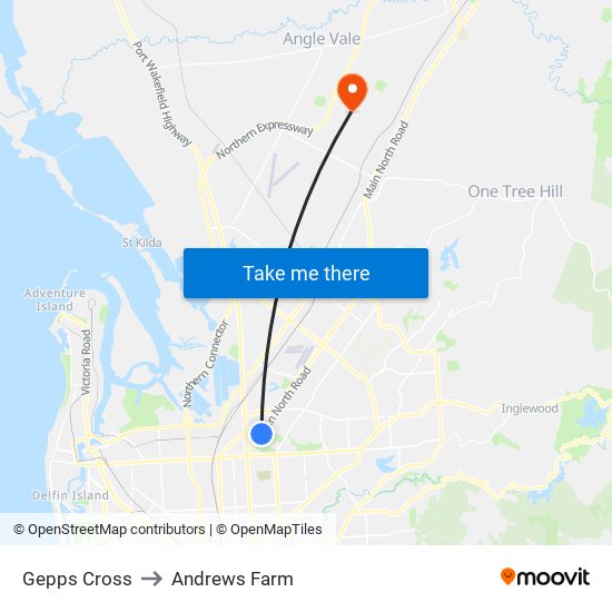 Gepps Cross to Andrews Farm map