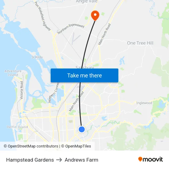 Hampstead Gardens to Andrews Farm map