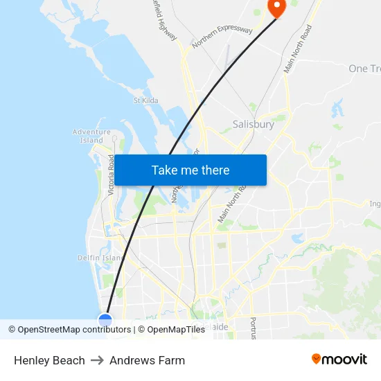 Henley Beach to Andrews Farm map