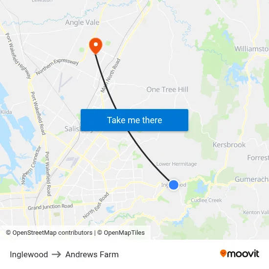 Inglewood to Andrews Farm map