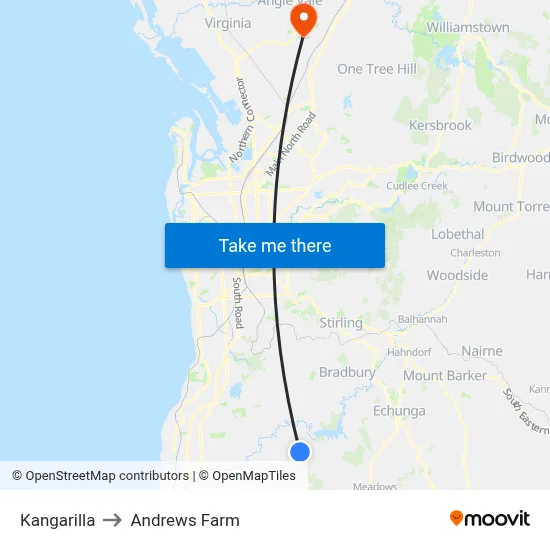 Kangarilla to Andrews Farm map
