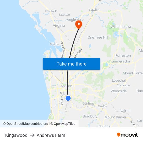 Kingswood to Andrews Farm map