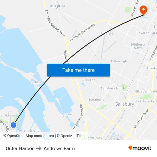Outer Harbor to Andrews Farm map
