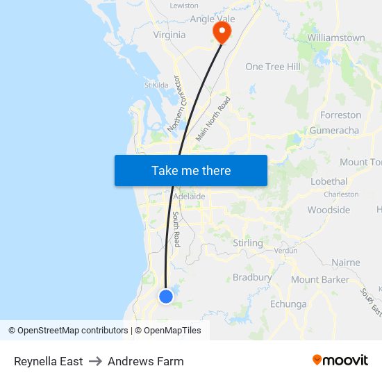 Reynella East to Andrews Farm map