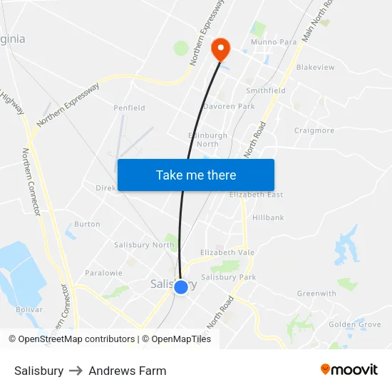 Salisbury to Andrews Farm map