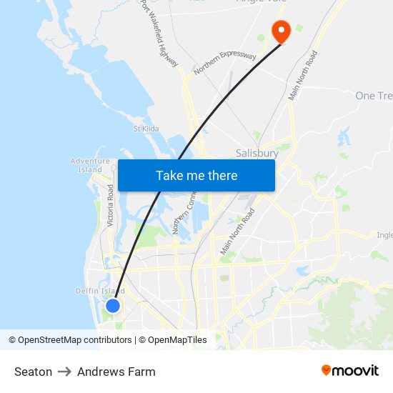 Seaton to Andrews Farm map