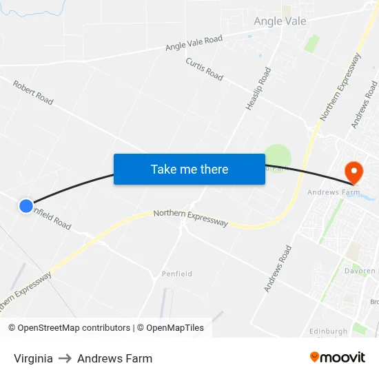 Virginia to Andrews Farm map