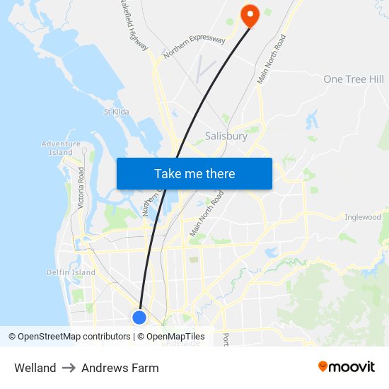 Welland to Andrews Farm map