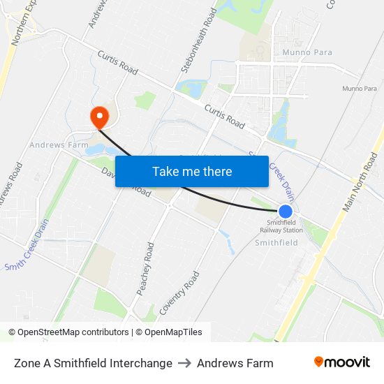 Zone A Smithfield Interchange to Andrews Farm map