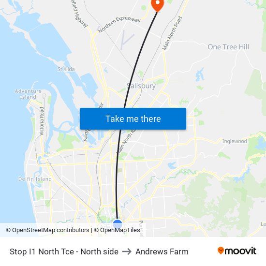 Stop I1 North Tce - North side to Andrews Farm map