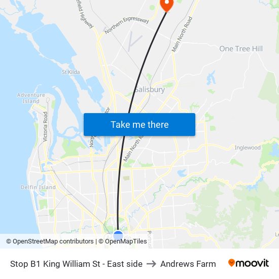 Stop B1 King William St - East side to Andrews Farm map