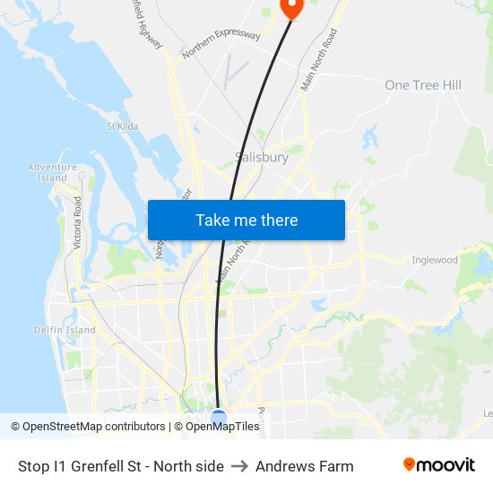 Stop I1 Grenfell St - North side to Andrews Farm map