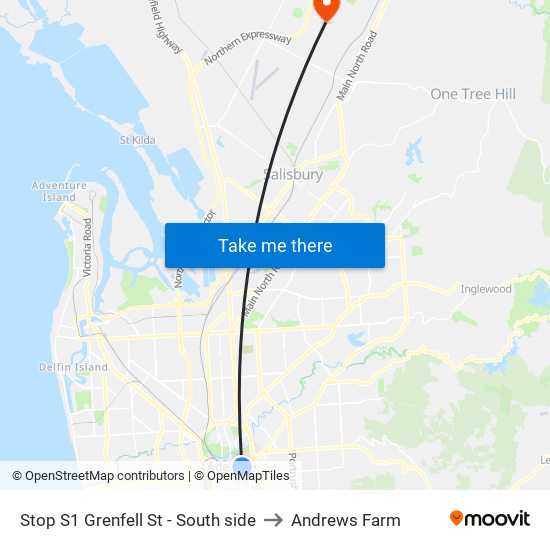 Stop S1 Grenfell St - South side to Andrews Farm map