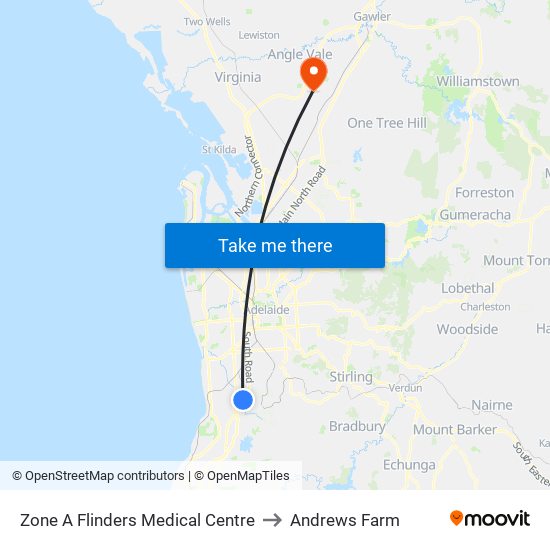 Zone A Flinders Medical Centre to Andrews Farm map