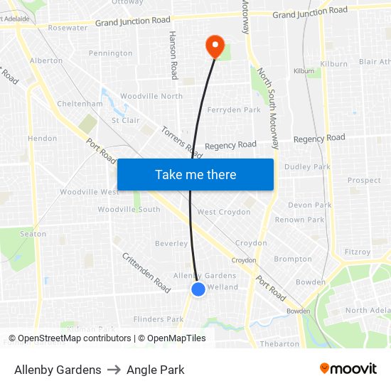 Allenby Gardens to Angle Park map