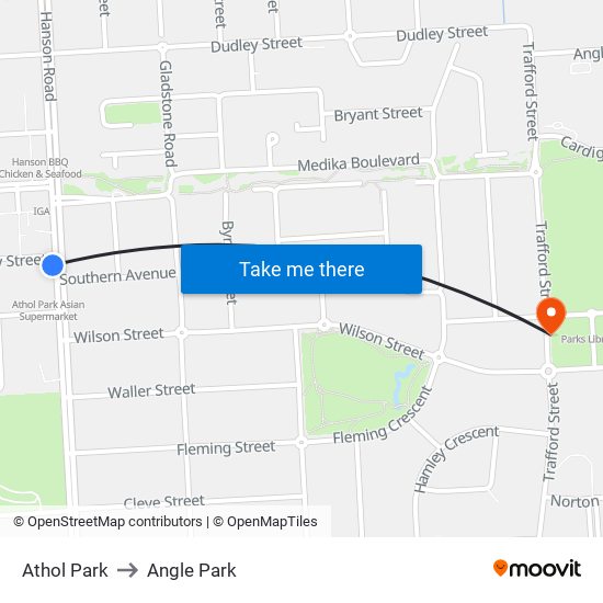 Athol Park to Angle Park map