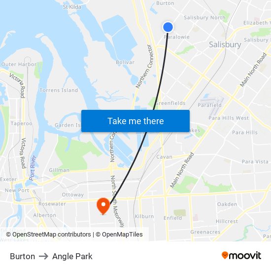 Burton to Angle Park map