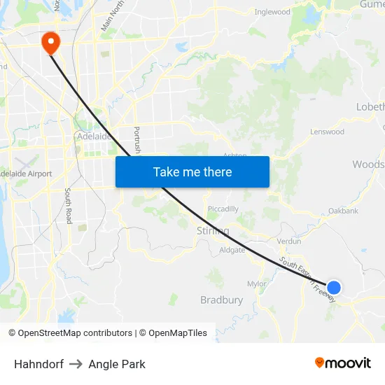 Hahndorf to Angle Park map