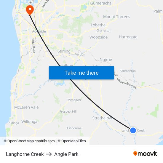 Langhorne Creek to Angle Park map