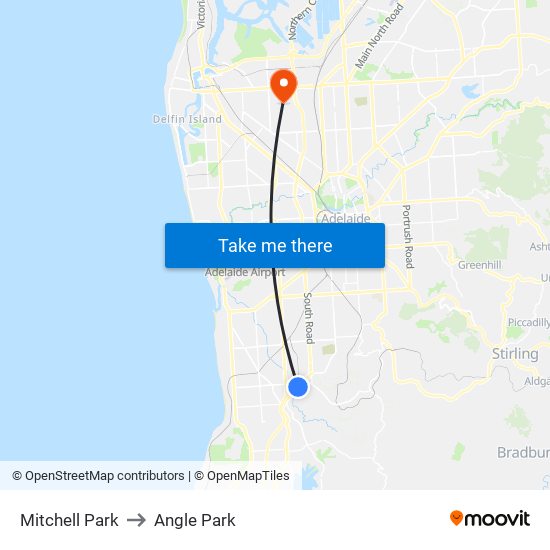 Mitchell Park to Angle Park map