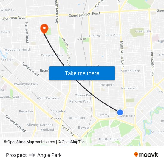 Prospect to Angle Park map