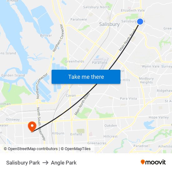 Salisbury Park to Angle Park map