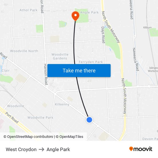 West Croydon to Angle Park map