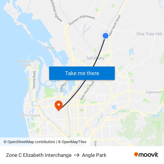 Zone C Elizabeth Interchange to Angle Park map