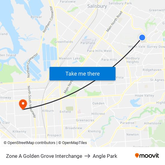 Zone A Golden Grove Interchange to Angle Park map