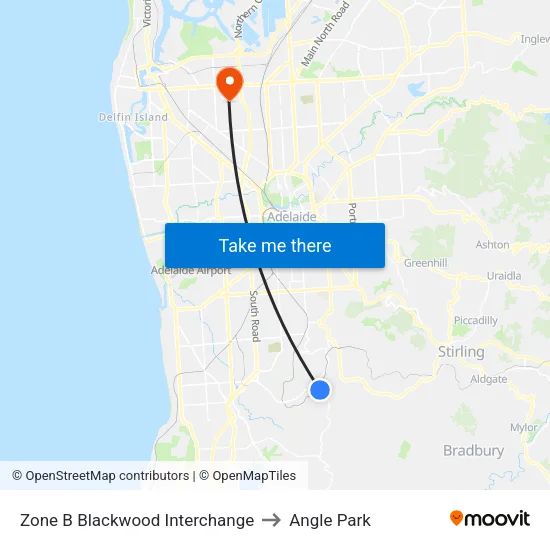 Zone B Blackwood Interchange to Angle Park map