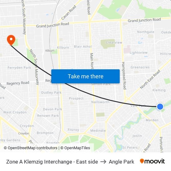 Zone A Klemzig Interchange - East side to Angle Park map