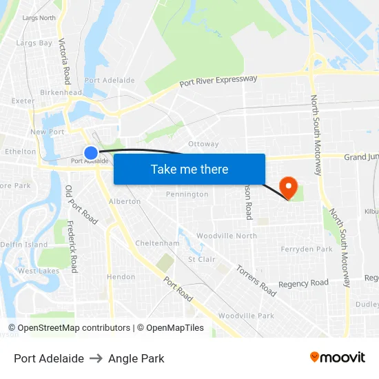 Port Adelaide to Angle Park map