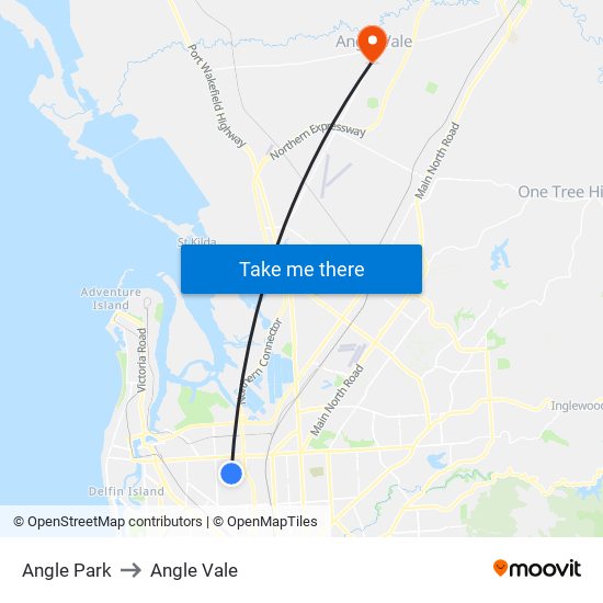 Angle Park to Angle Vale map