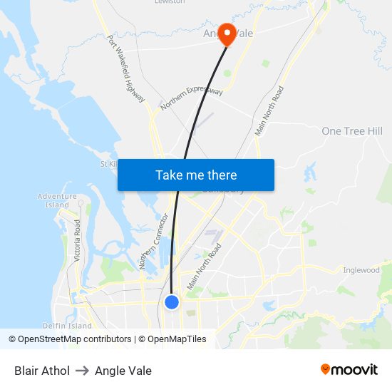 Blair Athol to Angle Vale map