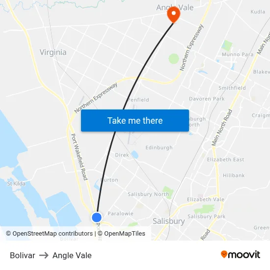 Bolivar to Angle Vale map