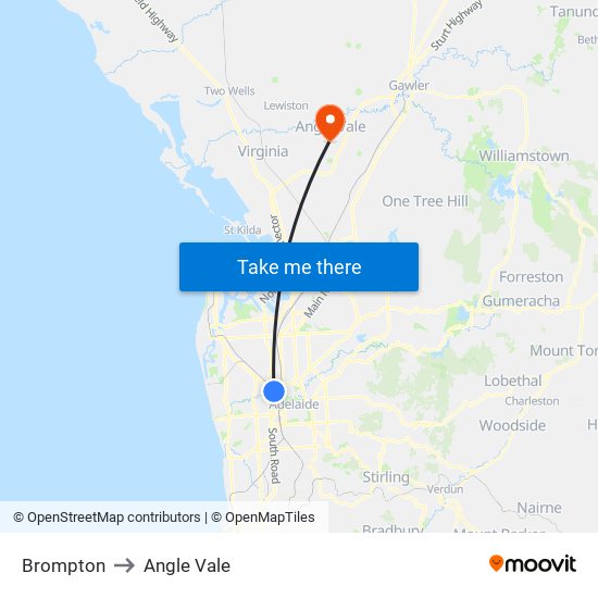 Brompton to Angle Vale map