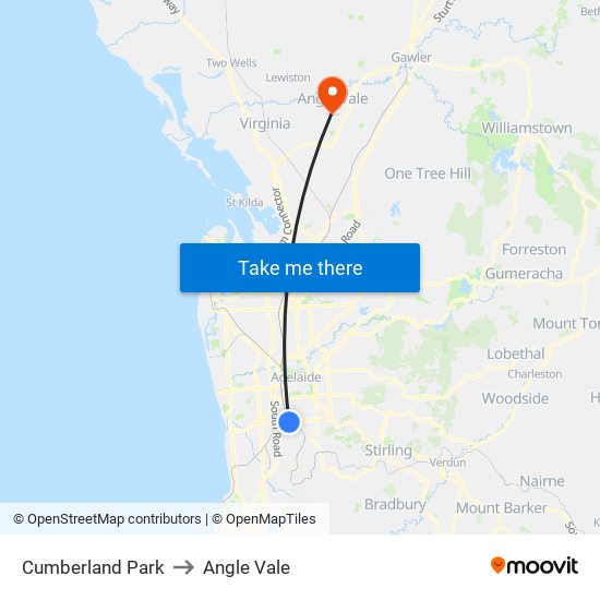 Cumberland Park to Angle Vale map