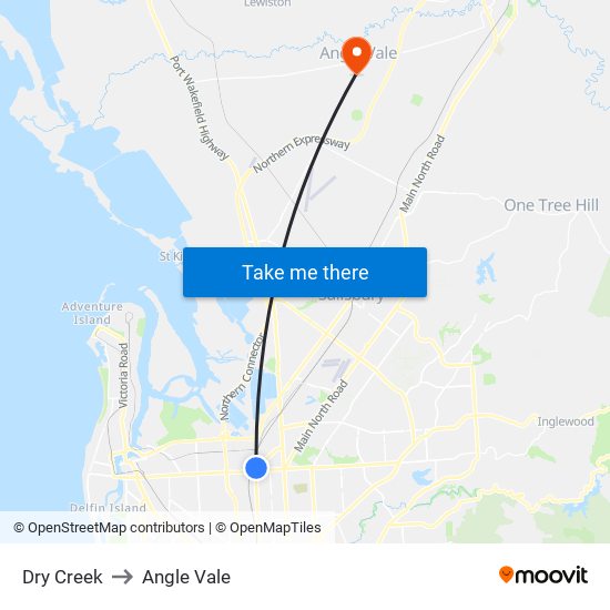 Dry Creek to Angle Vale map