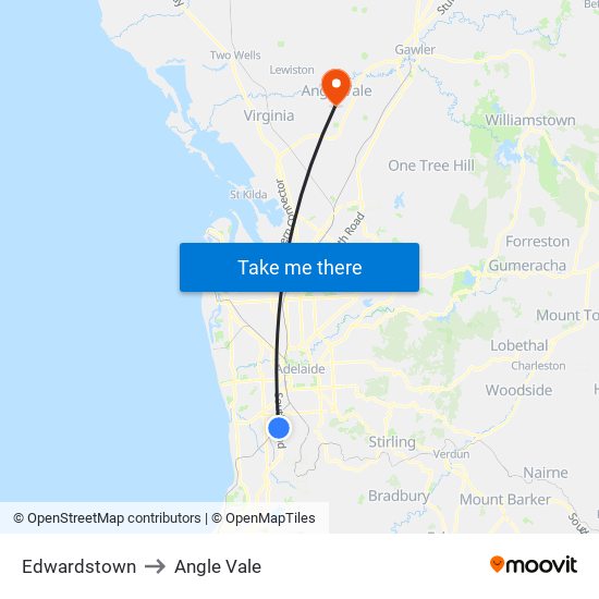 Edwardstown to Angle Vale map