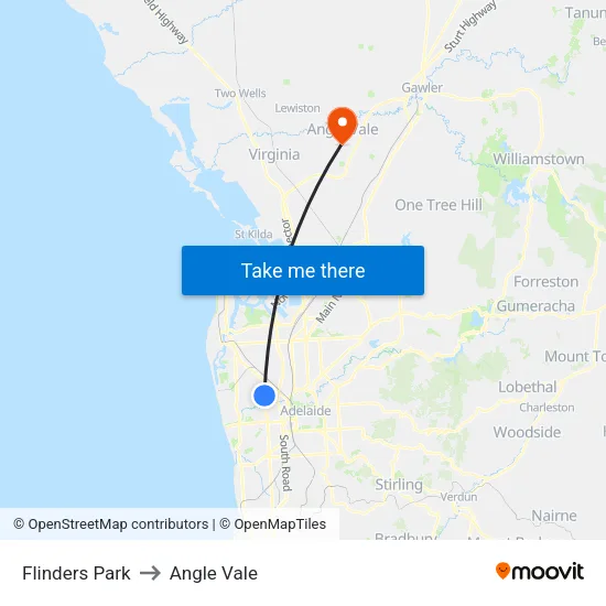 Flinders Park to Angle Vale map