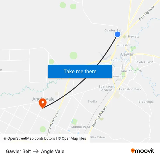 Gawler Belt to Angle Vale map