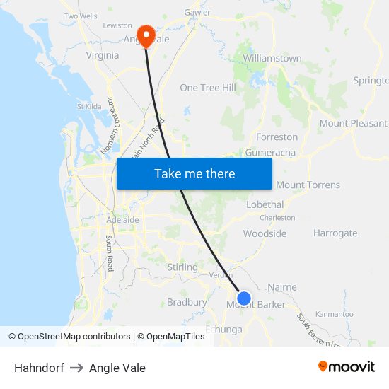 Hahndorf to Angle Vale map