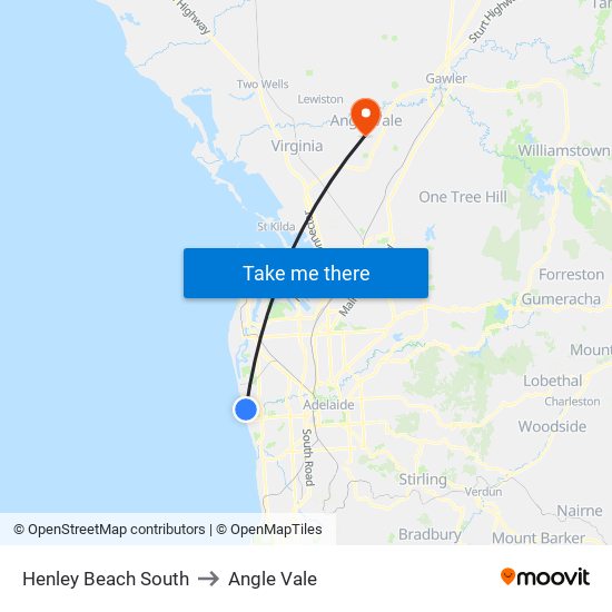 Henley Beach South to Angle Vale map