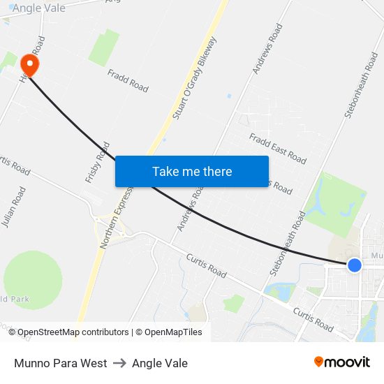 Munno Para West to Angle Vale map