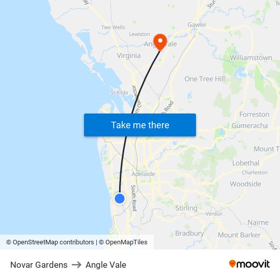 Novar Gardens to Angle Vale map