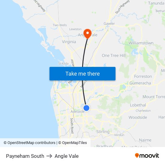 Payneham South to Angle Vale map